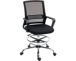 HOMCOM-Bürostuhl-Netzstoff, Kunststoff-58L x 58B x 103-123H cm-Schwarz