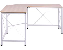 HOMCOM Computertafel L-vormig hoekbureau MDF naturel / zwart hoekbureau 836-122