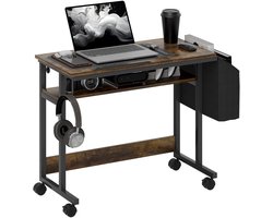 HOMCOM computertafel - met wielen - kantelbaar platform - bruin