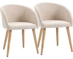 HOMCOM Dining Chair Polyester, Metaal 56L x 55B x 74H cm Beige