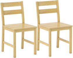 HOMCOM Eetkamerstoel - Bamboe - 42x45x80cm - Natuurlijk Hout