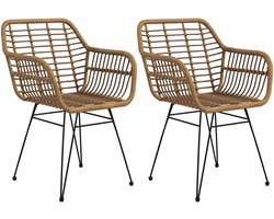 HOMCOM Eetkamerstoel Kunstrotan, Staal 56L x 60B x 79H cm Bruin