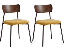 HOMCOM-Eetkamerstoel-Polyester-46x48x72cm-Geel
