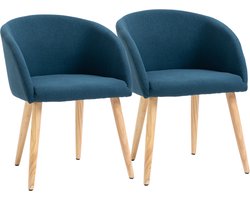 HOMCOM-Eetkamerstoel-Schuim-55x56x74cm-Blauw