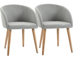 HOMCOM-Eetkamerstoel-Schuim-55x56x74cm-Lichtgrijs