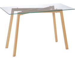 HOMCOM Eettafel Gehard glas, staal 120L x 60B x 76H cm Transparant