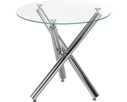 HOMCOM Eettafel Gehard glas, staal 80L x 80B x 74H cm Transparant