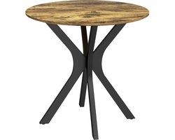 HOMCOM Eettafel, Ronde Keukentafel, Moderne Eetkamer Salontafel met Spinvormig Stalen Frame, Bartafel voor 2 Personen, Ø78 x 75 cm, Rustiek Bruin