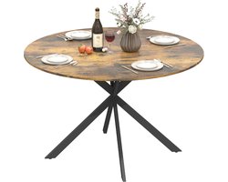 Homcom Eettafel-Spaanplaat, Staal-120L x 120B x 75H cm-Rustiek Bruin
