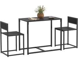 HOMCOM Eettafelset - Metaal - 90x47x76cm - Zwart
