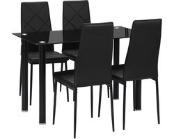 HOMCOM Eettafelset - Staal - 120x60x75cm - Zwart
