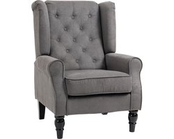 HOMCOM-Einzelsessel-Polyester, Holz-74L x 86B x 102H cm-Dunkelgrau