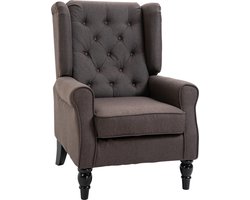 HOMCOM Enkele fauteuil met tufting relaxfauteuil enkele stoel houten poten polyester 2 kleuren 833-695