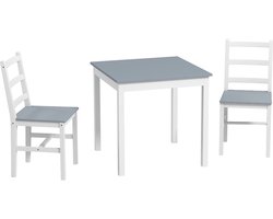 HOMCOM-Essgruppe-Kiefernholz-75L x 75B x 73H cm-Grau