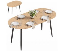 HOMCOM Extendable Dining Table-MDF-160 x 80 x 75 cm-Eiche