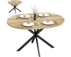 Homcom Extendable Dining Table-MDF, Staal-135L x 100B x 75H cm-Natuurhout