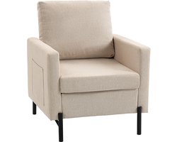 HOMCOM fauteuil - Linnen (100% polyester), staal - 73 x 77 x 87 cm - Beige