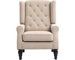 HOMCOM Fauteuil-Polyester, Hout-87L x 74B x 102H cm-Beige