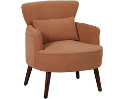 HOMCOM Fauteuil Polyester, Rubberhout 69,5L x 69B x 78H cm Oranje