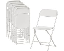 Homcom Folding Chair-Kunststof, Staal-49L x 45B x 79,5H cm-Wit
