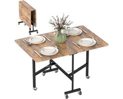 HOMCOM Folding Dining Table-Spanplatte, Stahl-120L x 80B x 73H cm-Rustikal-Braun