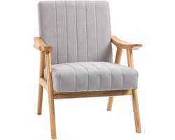 HOMCOM Gestoffeerde fauteuil met armleuning - Fauteuil, oorfauteuil, loungestoel, lichtgrijs