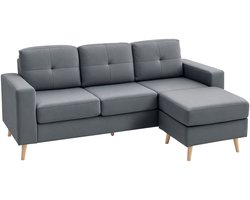 HOMCOM-hoekbank-linnen (100% polyester)-193x136x85cm-donkergrijs