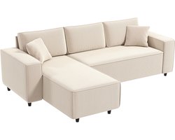 HOMCOM hoekbank - polyester - schuimstof - crèmewit