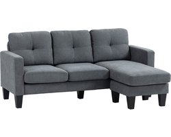 HOMCOM hoekbank - polyester - schuimstof - donkergrijs
