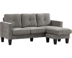 HOMCOM hoekbank - stof met chenille-effect - 186x130x84H cm - bruin