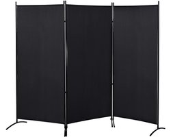 HOMCOM kamerscherm - 3-delig - met metalen frame - zwart