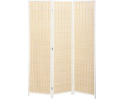 HOMCOM Kamerscherm - Bamboe - 135x1,7x180cm - Wit