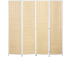 HOMCOM Kamerverdeler - Bamboe - 180x1,7x180cm - Wit