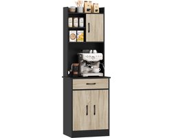 HOMCOM Keukenkast - Spaanplaat - 60x40x180cm - Natuurlijk hout