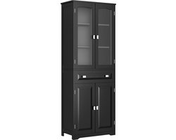 HOMCOM Keukenvoorraadkast - Hout - 60x30x160cm - Zwart