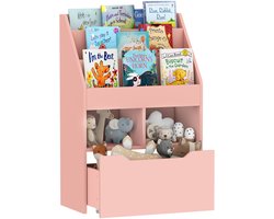 HOMCOM Kinderboekenkast MDF, Nylon 60L x 29,9B x 90H cm Roze