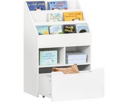 HOMCOM Kinderboekenkast MDF, Nylon 60L x 29,9B x 90H cm Wit