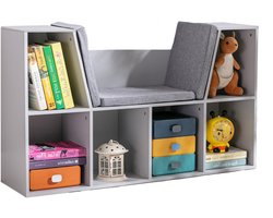HOMCOM Kinderboekenkast MDF, Polyester 103L x 30B x 62H cm Grijs