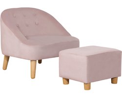 HOMCOM - Kinderstoel - met voetenbank - Sterke bekleding - Roze