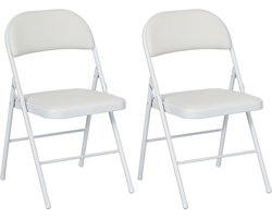 HOMCOM Klapstoel Kunstleer, staal 45L x 46B x 78H cm Wit