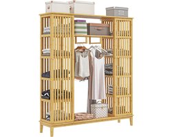 HOMCOM-Kledingkast-Bamboe-145x35x165cm-Natuurlijk Hout