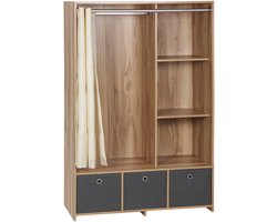 HOMCOM-Kledingkast-Spaanplaat-105x48x160cm-Natuurlijk hout