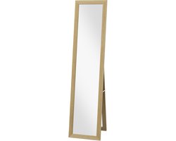 HOMCOM kleedspiegel - MDF aluminium - glas - eikenkleur