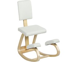 HOMCOM-Knielende stoel-84x51x93cm-Berkenhout-Crème