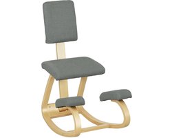 HOMCOM-Knielende stoel-Berkenhout-51x84x93cm-Grijs