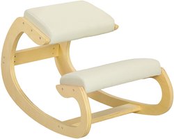 HOMCOM Kniestoel Beukenhout 55L x 85B x 55H cm Crèmewit