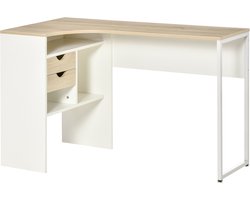 HOMCOM L-vormig bureau - spaanplaat - 120x60x74cm - wit