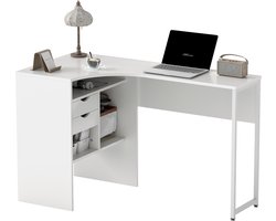 HOMCOM-L-vormig bureau - spaanplaat - 120x60x74cm - wit