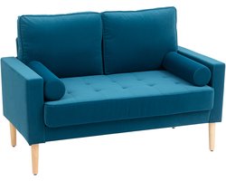 HOMCOM-Loveseat-127x73x85cm-Fluwelen (100% polyester)-Blauw