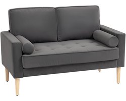 HOMCOM-Loveseat-127x73x85cm-Fluwelen (100% polyester)-Grijs